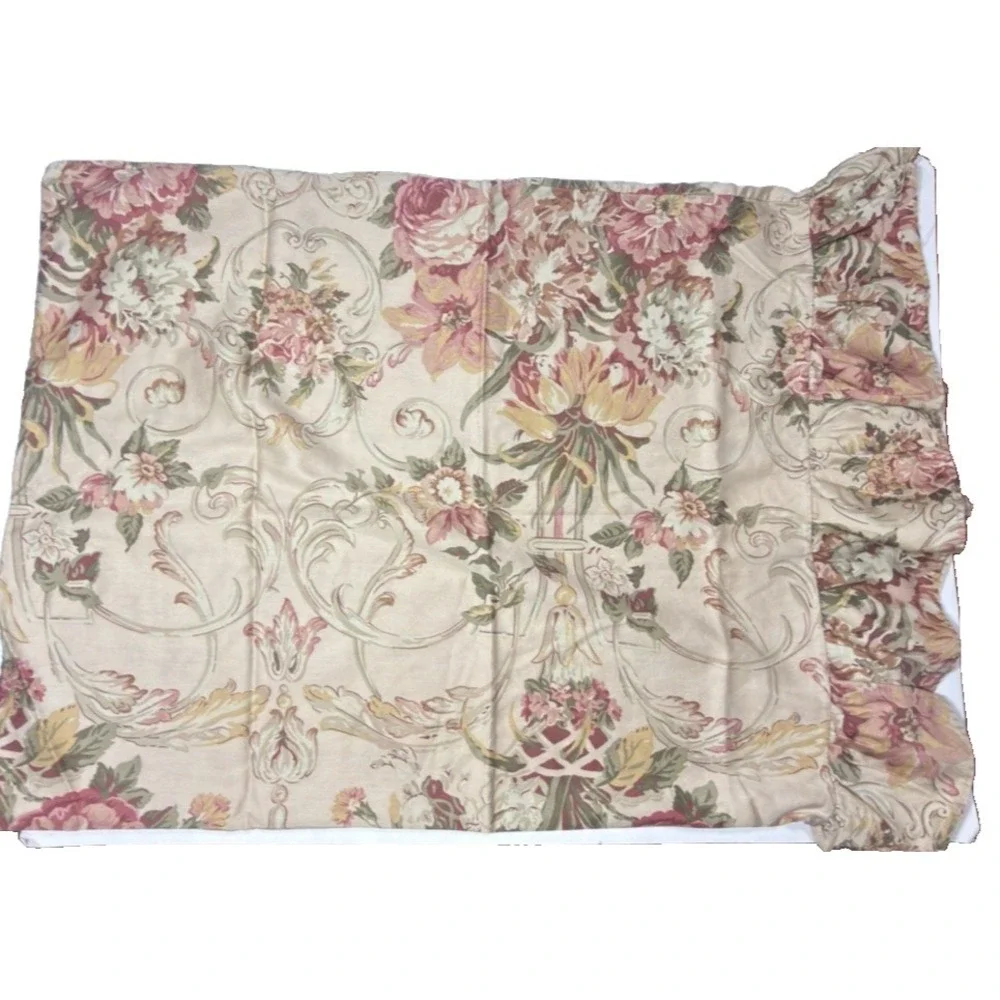 Ralph Lauren Pillowcase Set Guinevere Aragon Ruffled‎ Standard Vtg Floral Sateen